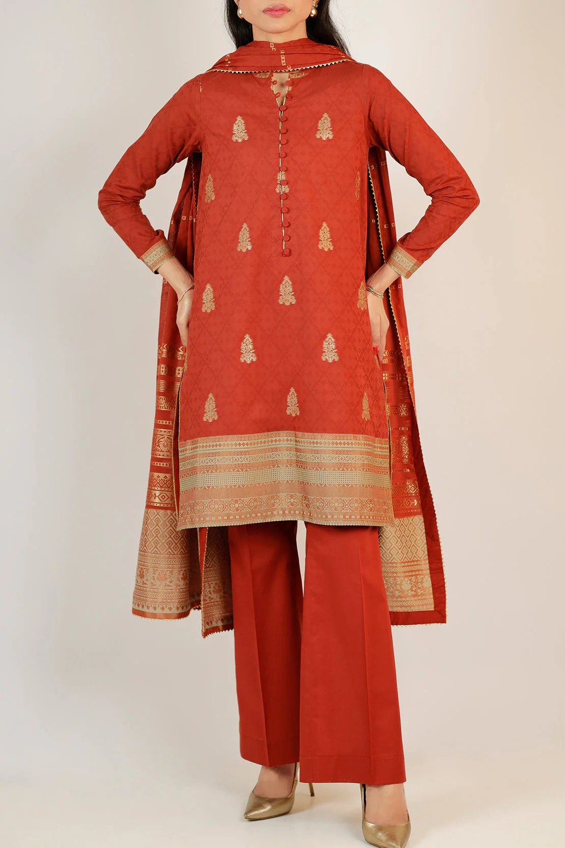 Unstitched Jacquard Cotton 2 Piece (Shirt/Trouser) - Image 2