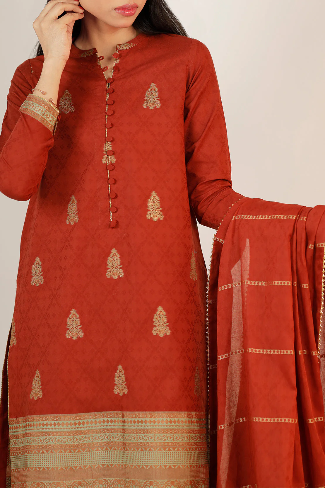Unstitched Jacquard Cotton 2 Piece (Shirt/Trouser) - Image 6