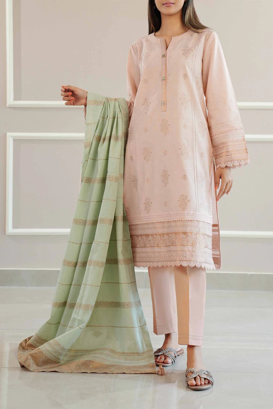 Unstitched Jacquard Cotton 2 Piece (Shirt/Trouser) - Image 2