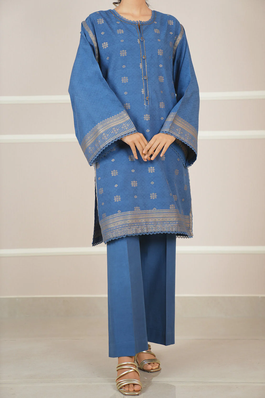 Unstitched Jacquard Cotton 2 Piece (Shirt/Trouser)