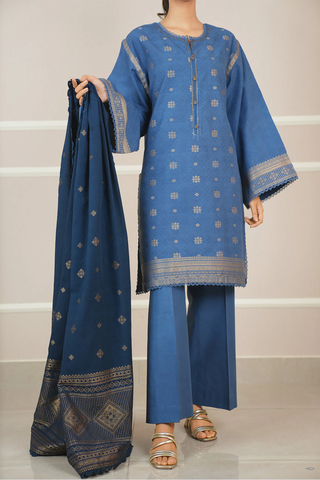 Unstitched Jacquard Cotton 2 Piece (Shirt/Trouser) - Image 2