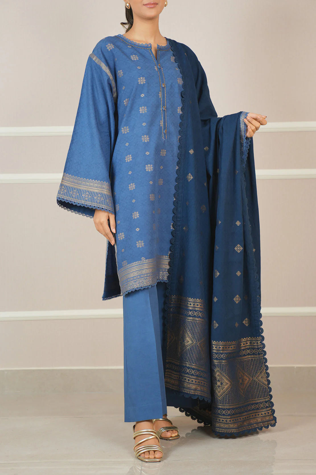 Unstitched Jacquard Cotton 2 Piece (Shirt/Trouser) - Image 4