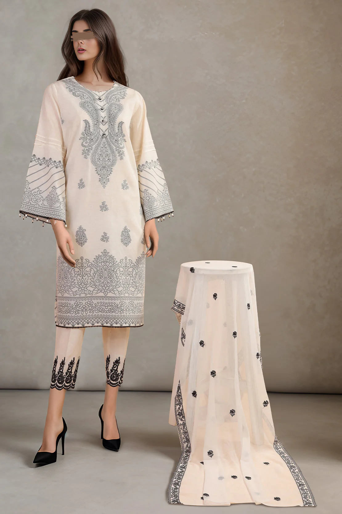 Unstitched Embroider Jacquard Cotton 2 Piece (Shirt/Trouser)