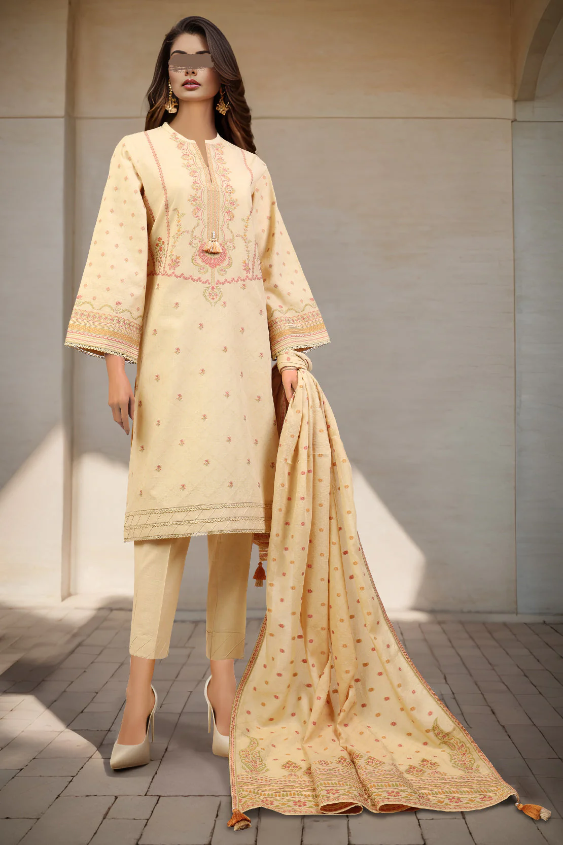 Unstitched Jacquard Cotton 2 Piece (Shirt/Trouser)