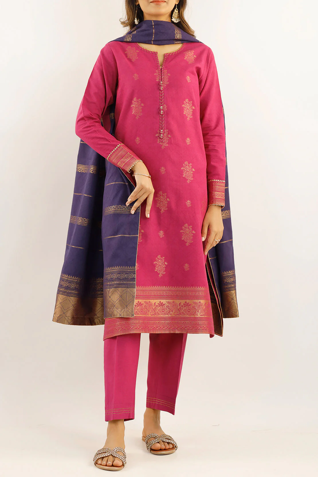 Unstitched Jacquard Cotton 2 Piece (Shirt/Trouser) - Image 2