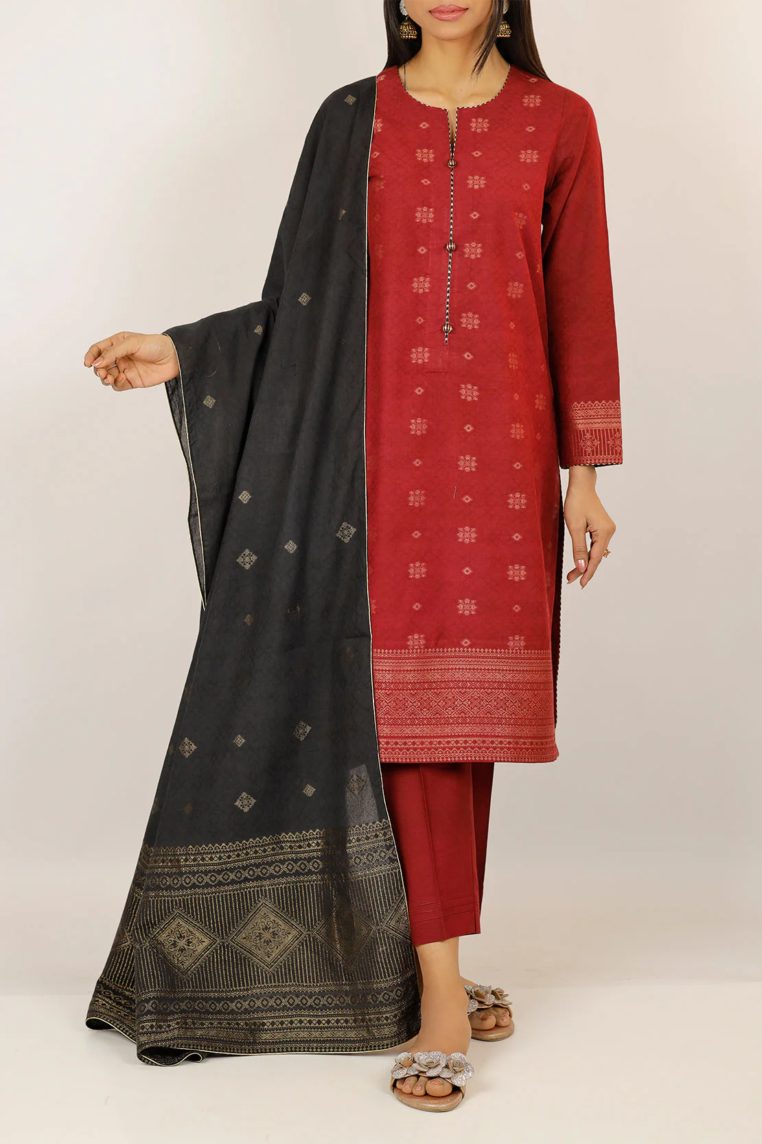 Unstitched Jacquard Cotton 2 Piece (Shirt/Trouser)