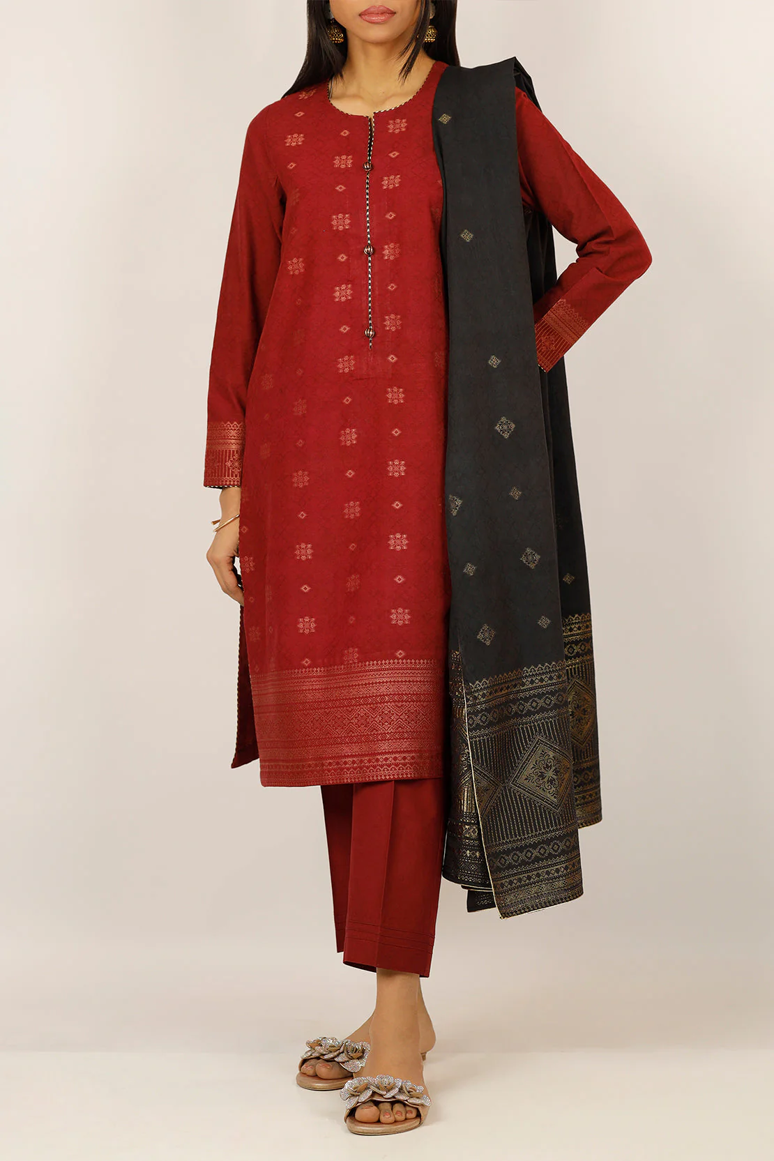 Unstitched Jacquard Cotton 2 Piece (Shirt/Trouser) - Image 2