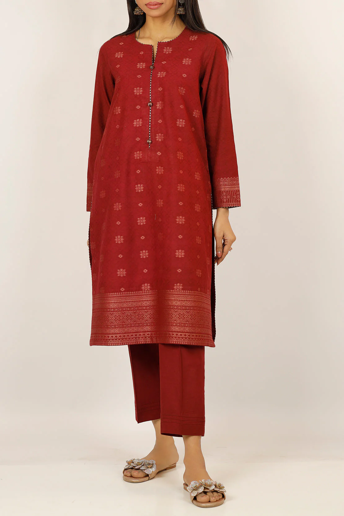Unstitched Jacquard Cotton 2 Piece (Shirt/Trouser) - Image 4