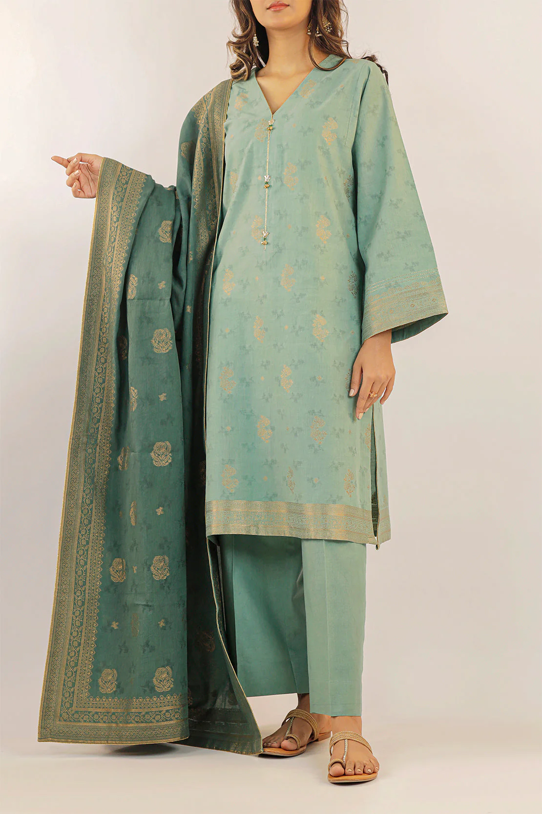 Unstitched Jacquard Cotton 2 Piece (Shirt/Trouser)