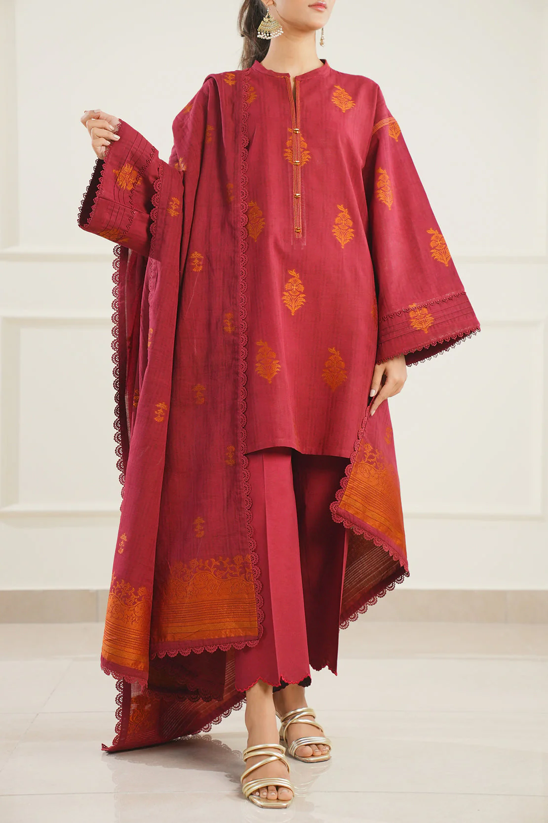 Unstitched Jacquard Cotton 2 Piece (Shirt/Trouser)