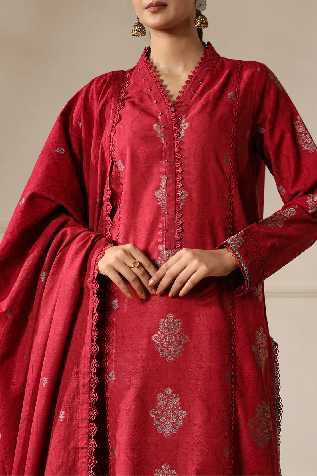 Unstitched Jacquard Cotton 2 Piece (Shirt/Trouser) - Image 2