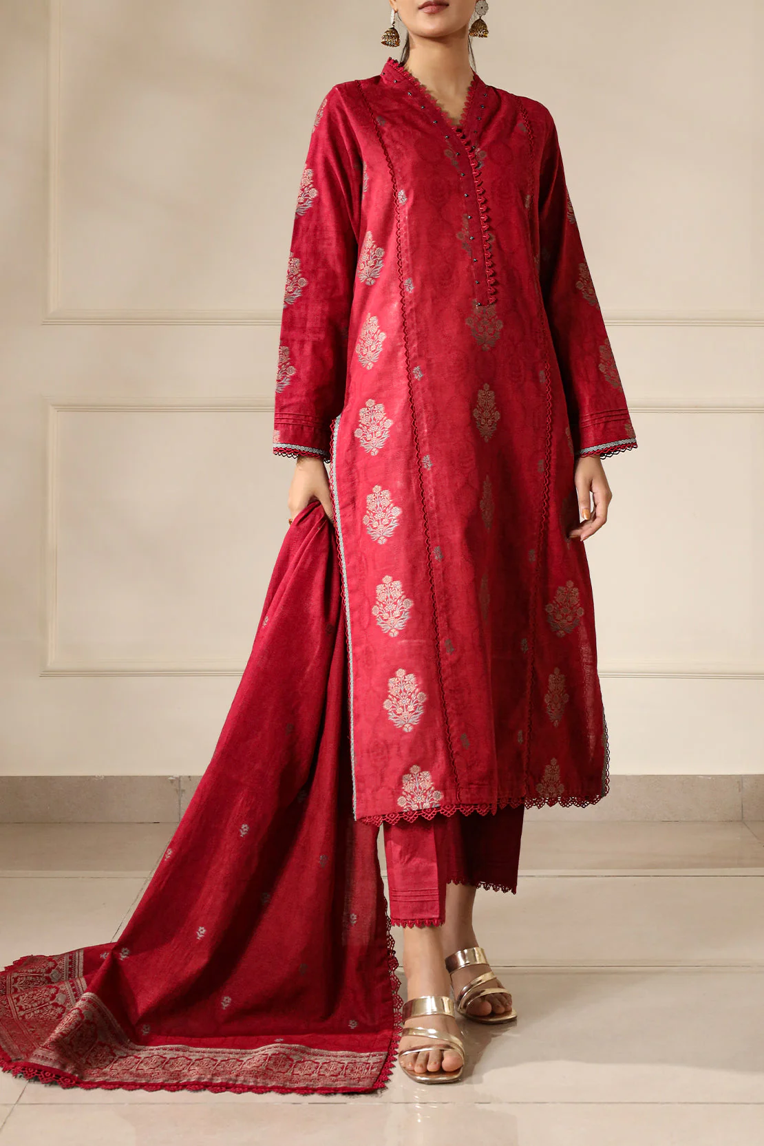 Unstitched Jacquard Cotton 2 Piece (Shirt/Trouser) - Image 3