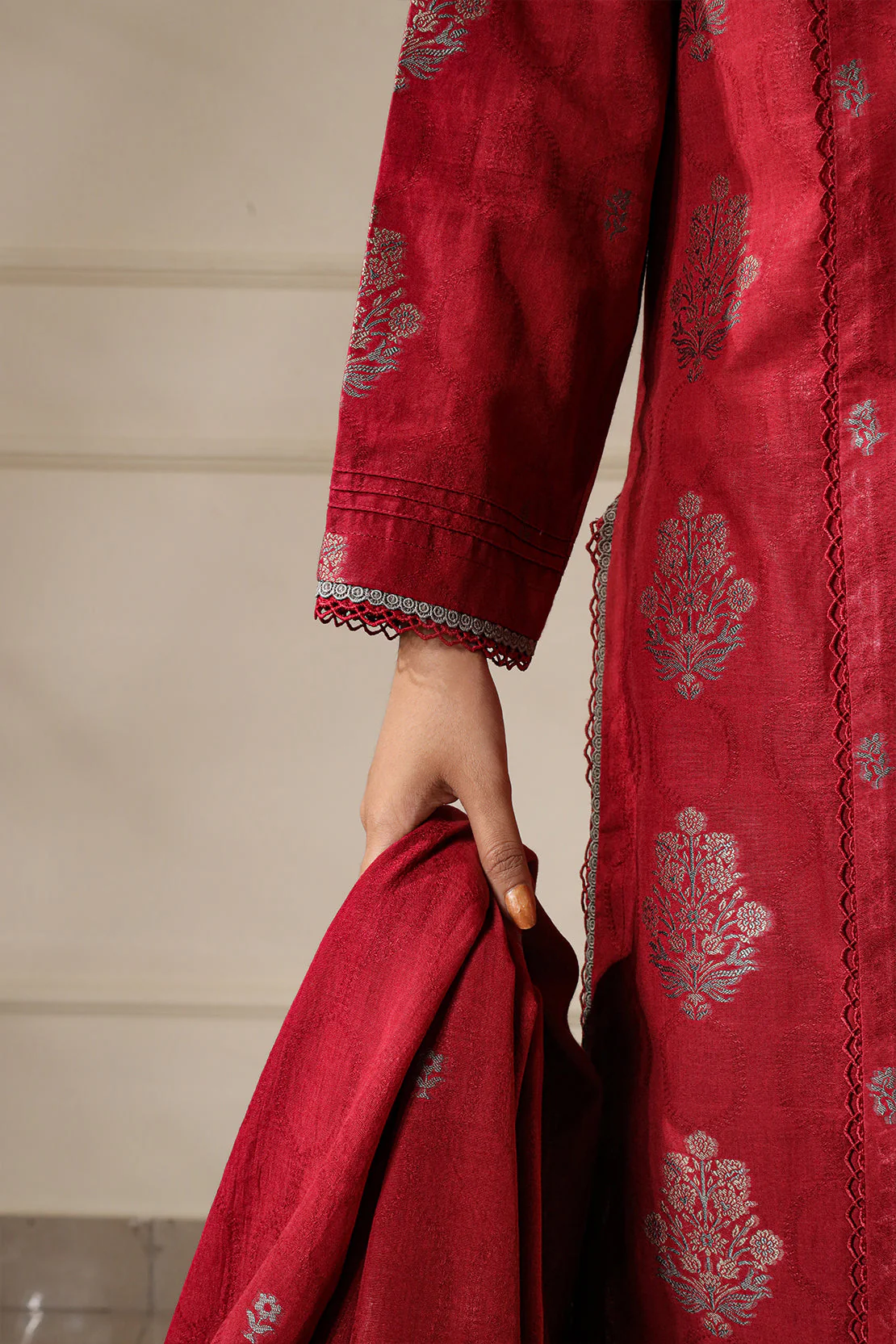Unstitched Jacquard Cotton 2 Piece (Shirt/Trouser) - Image 5
