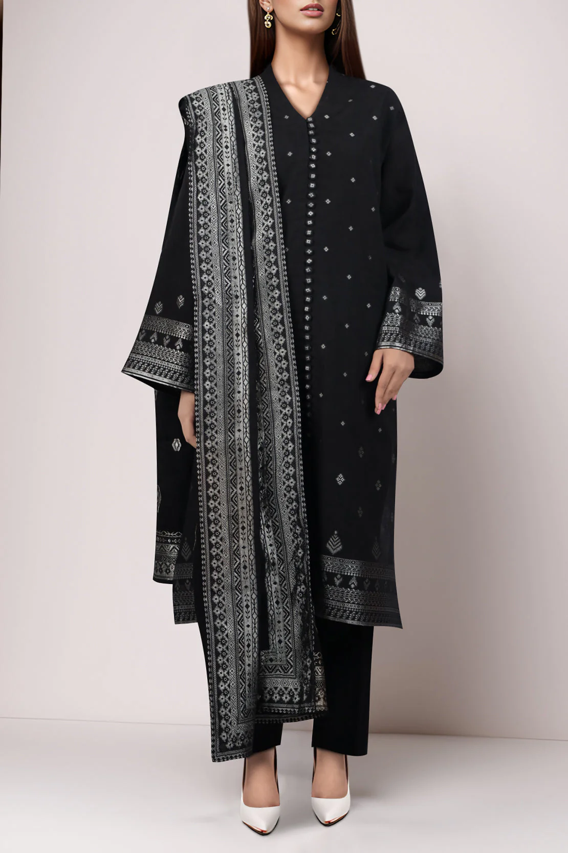 Unstitched Jacquard Cotton 2 Piece (Shirt/Trouser)