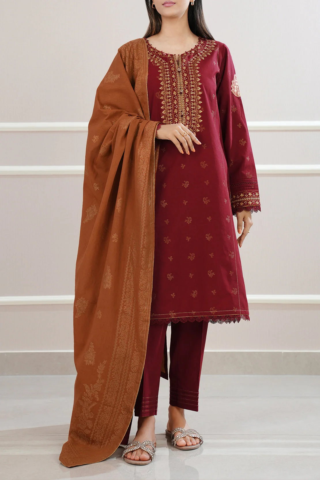 Unstitched Jacquard Cotton 2 Piece (Shirt/Trouser)