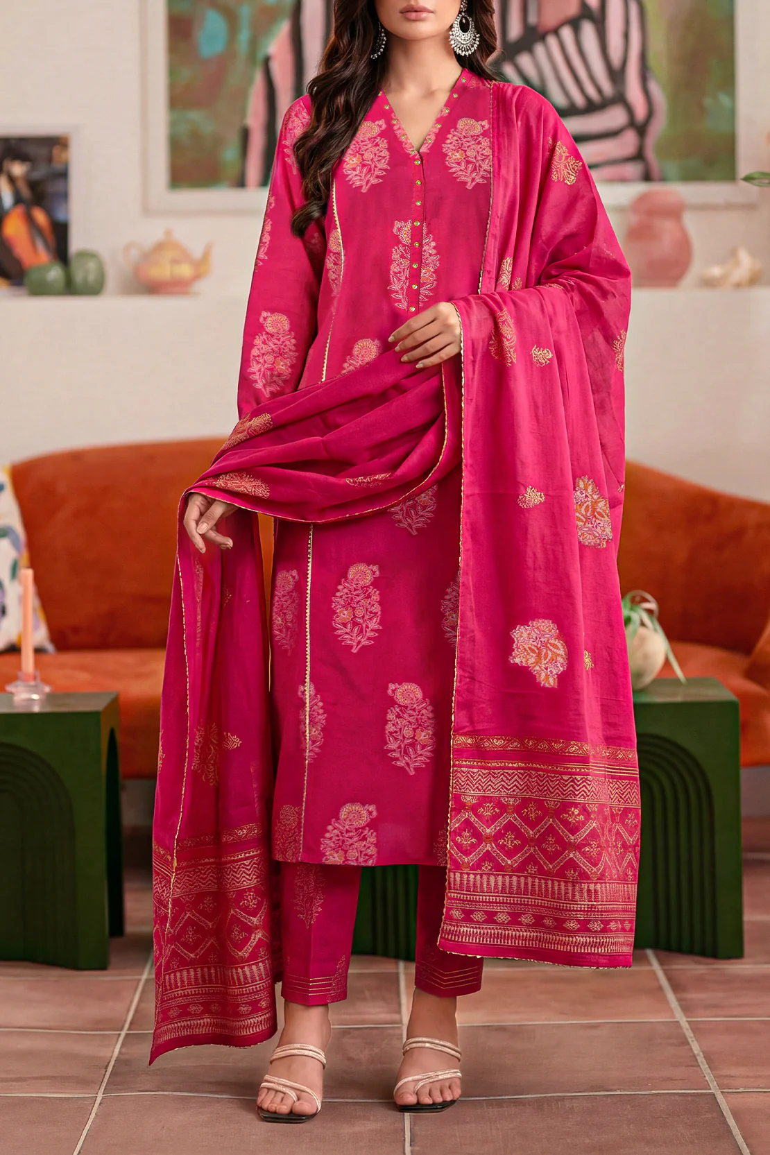 Unstitched Jacquard Cotton 2 Piece (Shirt/Trouser)