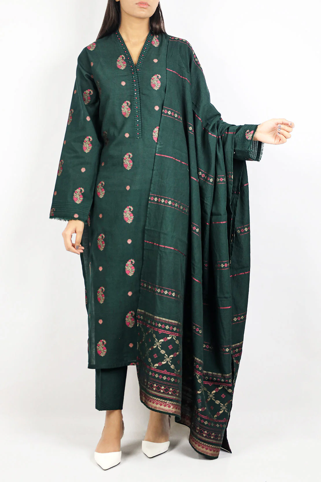Unstitched Jacquard Cotton 2 Piece (Shirt/Trouser)
