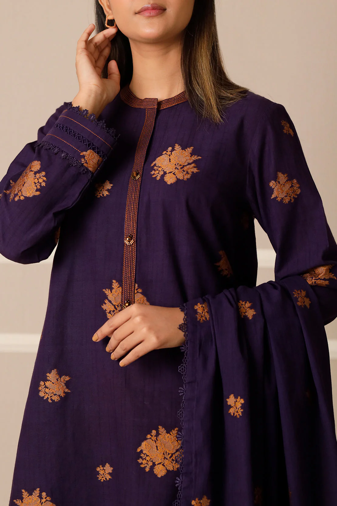 Unstitched Jacquard Cotton 2 Piece (Shirt/Trouser) - Image 4