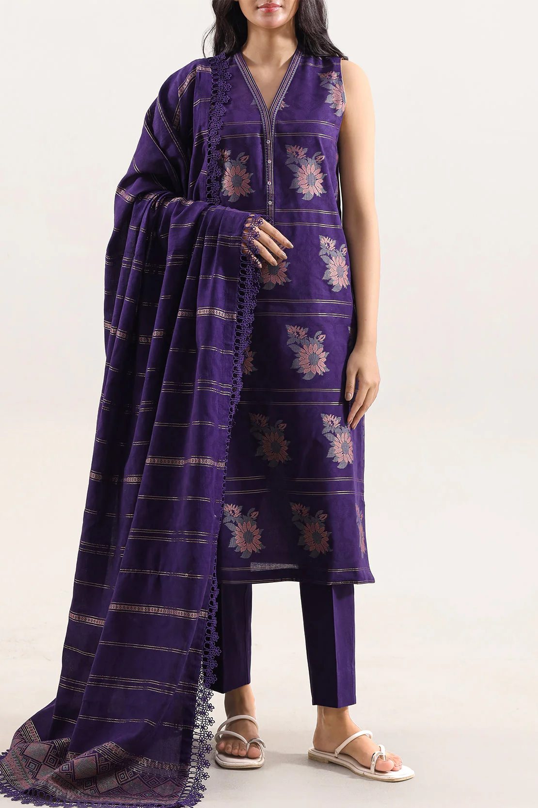 Unstitched Jacquard Cotton 3 Piece