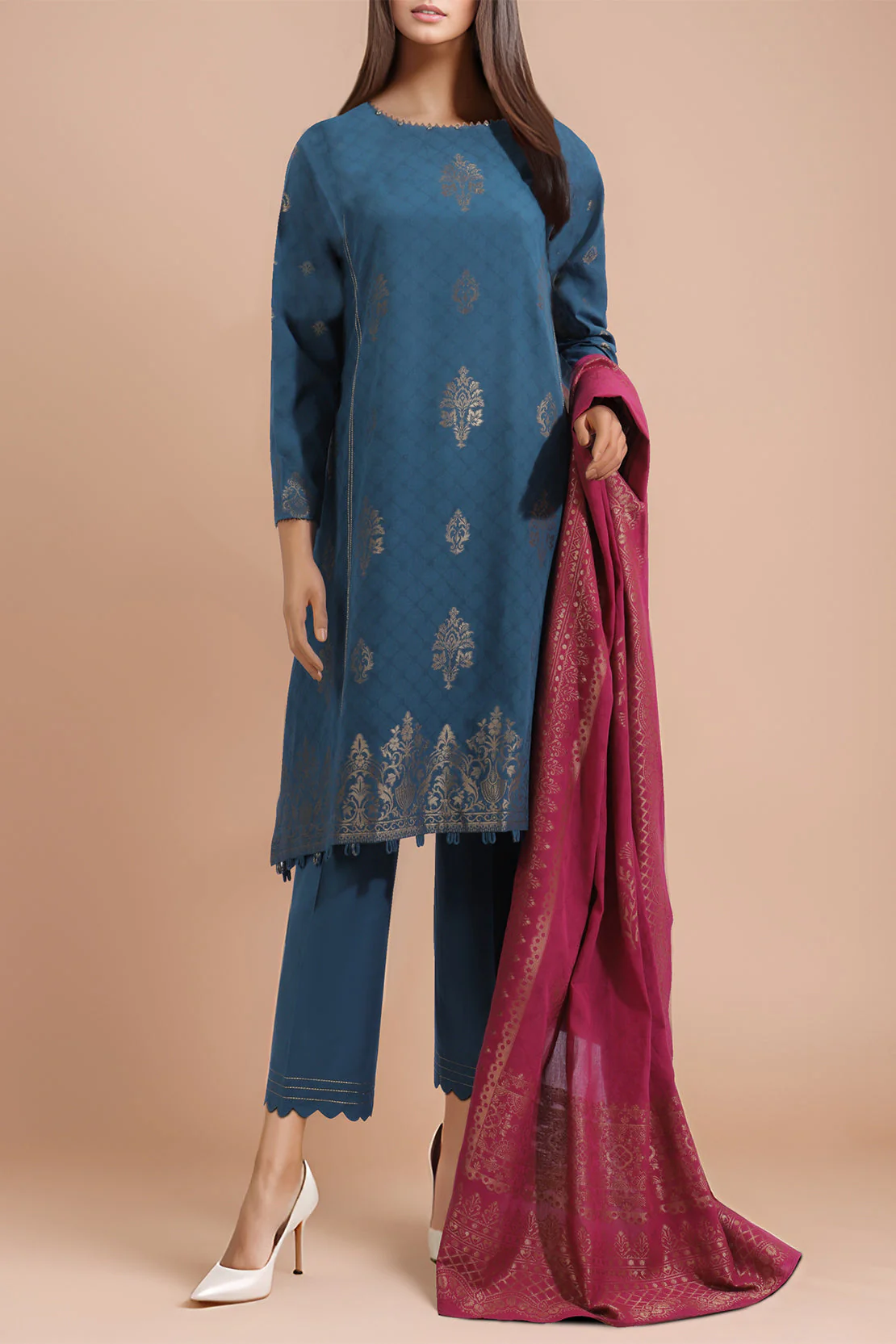 Unstitched Jacquard Cotton 3 Piece - Image 2