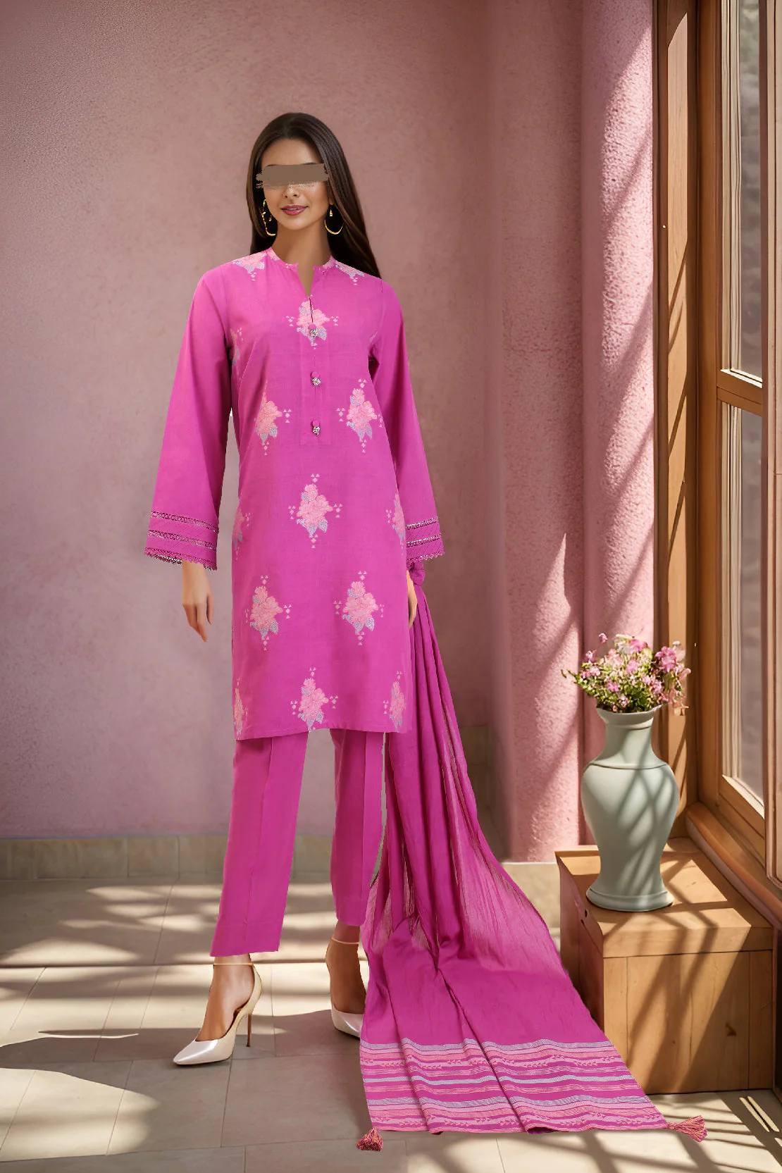 Unstitched Jacquard Cotton 3 Piece