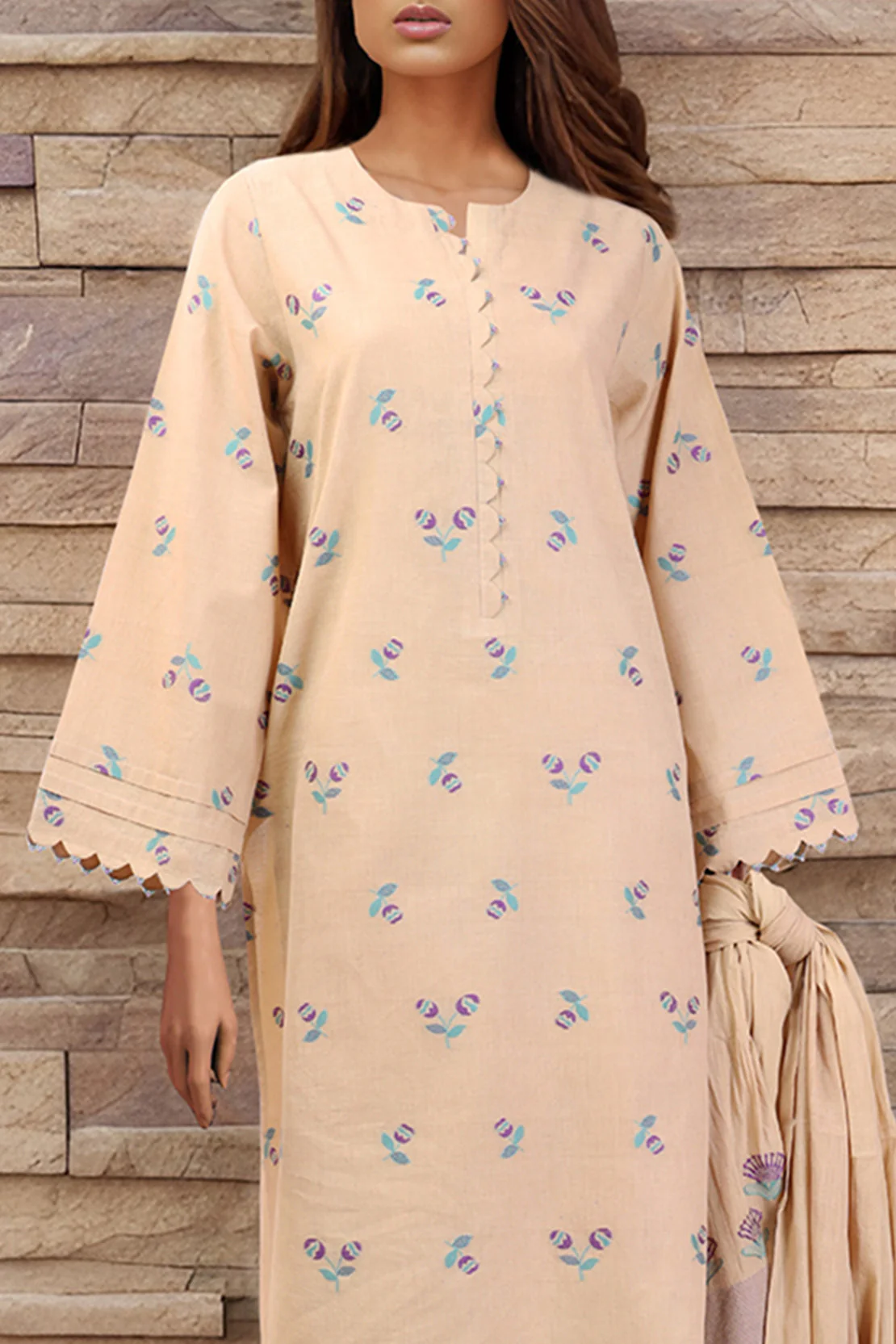 Unstitched Jacquard Cotton 3 Piece