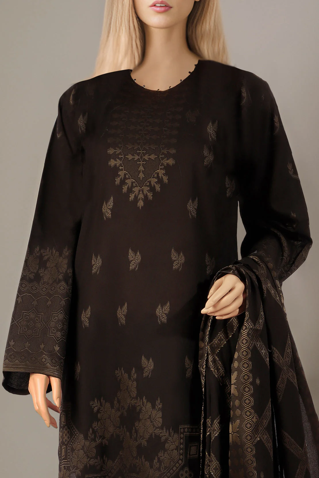 Unstitched Jacquard Cotton 3 Piece