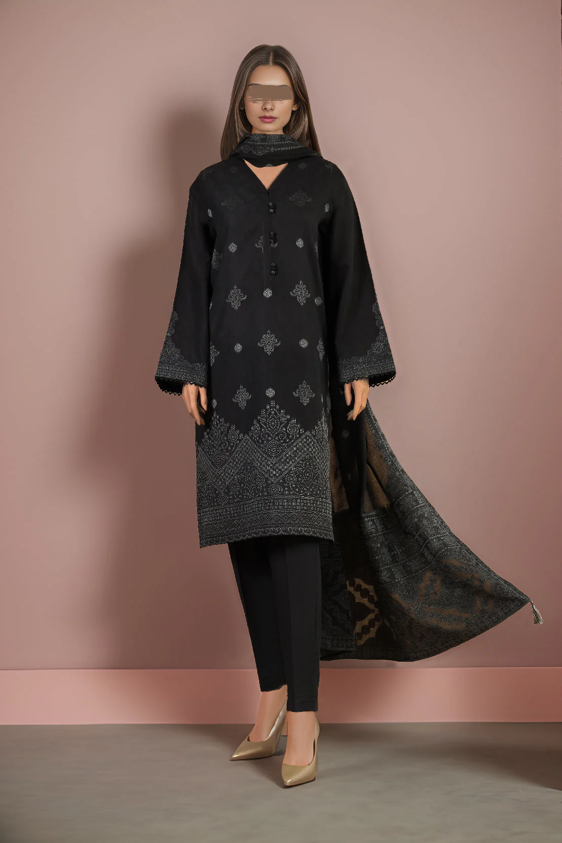 Unstitched Jacquard Cotton 3 Piece