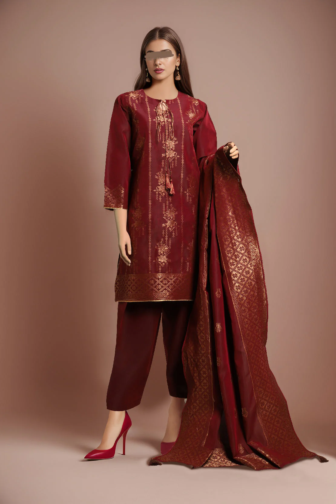 Unstitched Jacquard Cotton 3 Piece