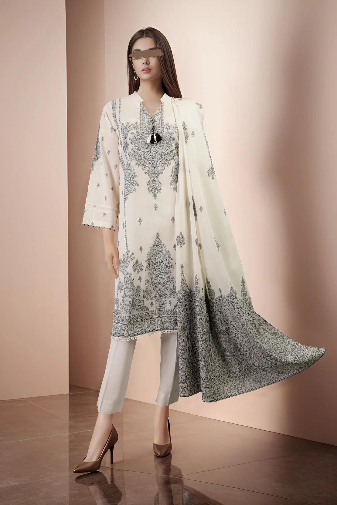Unstitched Jacquard Cotton 3 Piece