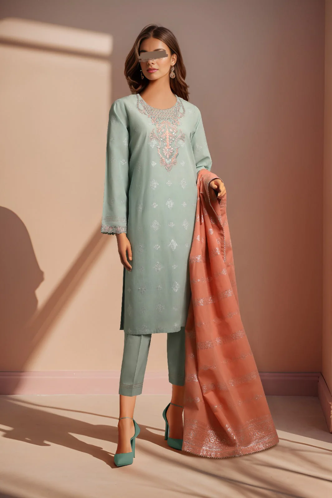 Unstitched Jacquard Cotton 3 Piece