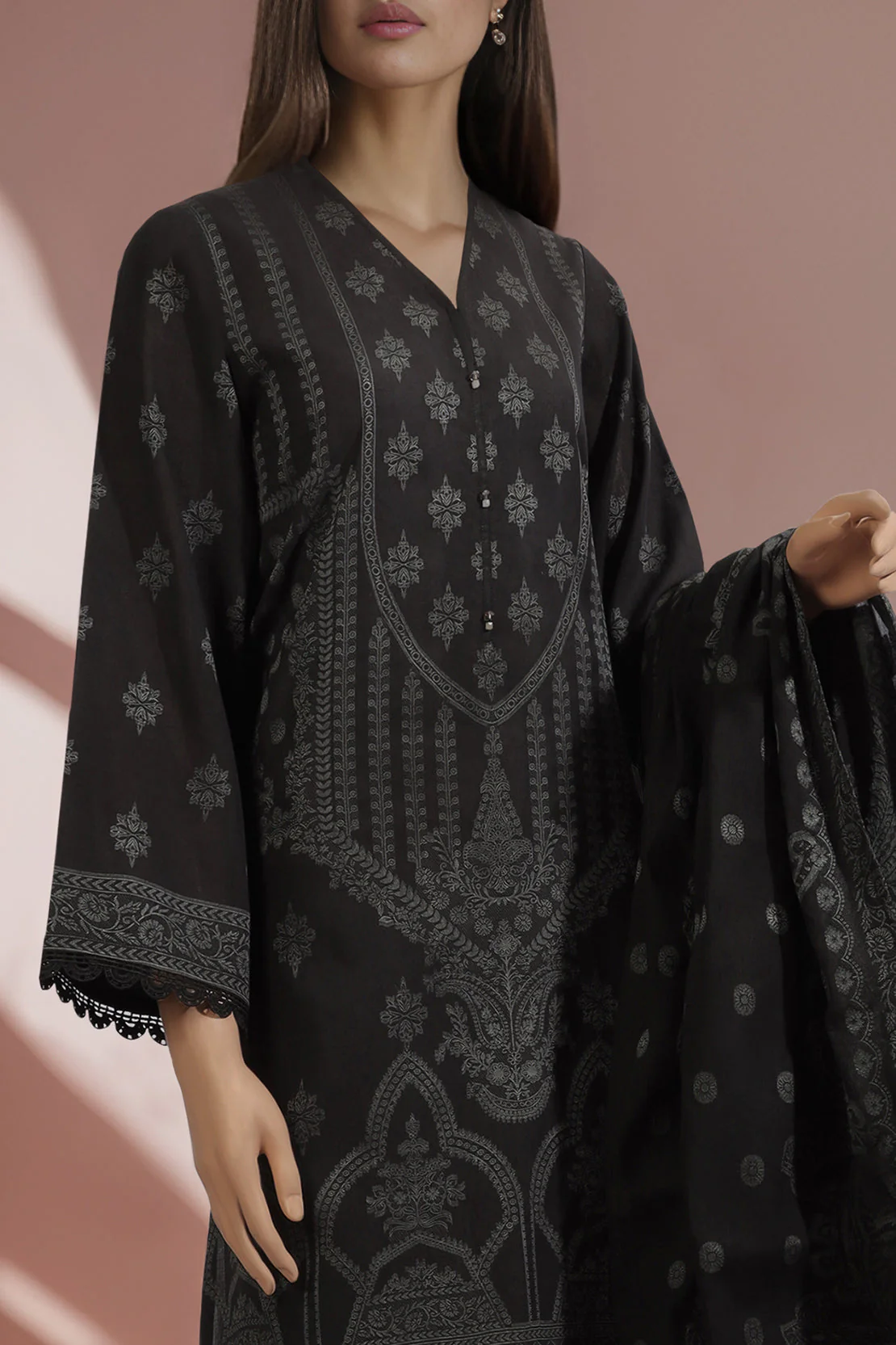 Unstitched Jacquard Cotton 3 Piece