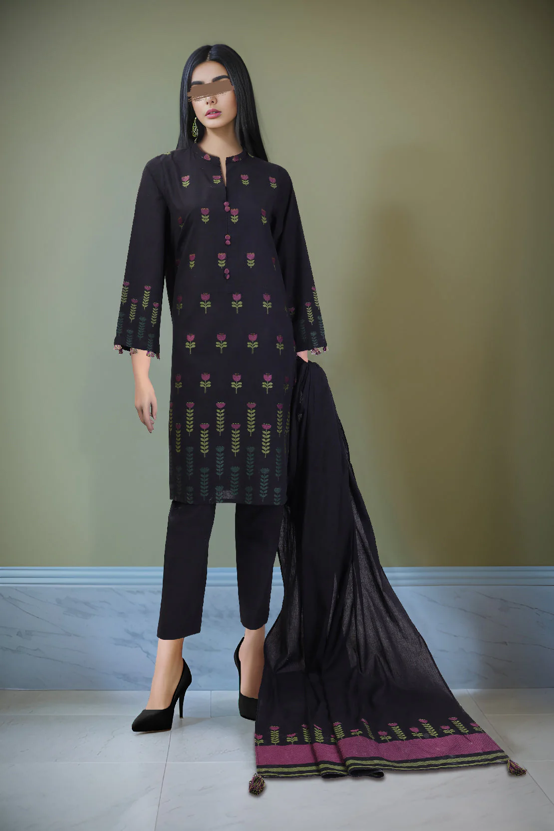 Unstitched Jacquard Cotton 3 Piece