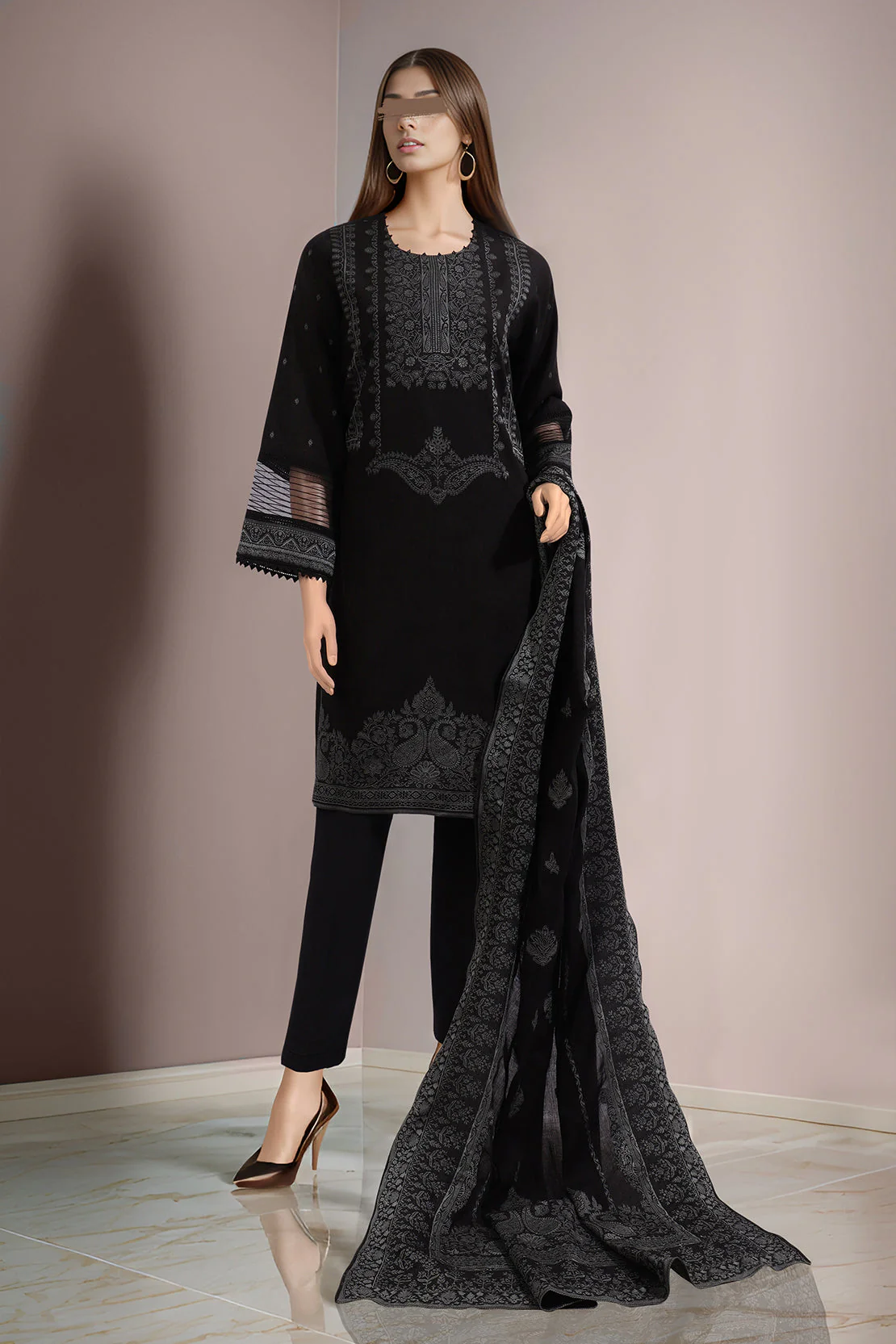 Unstitched Jacquard Cotton 3 Piece