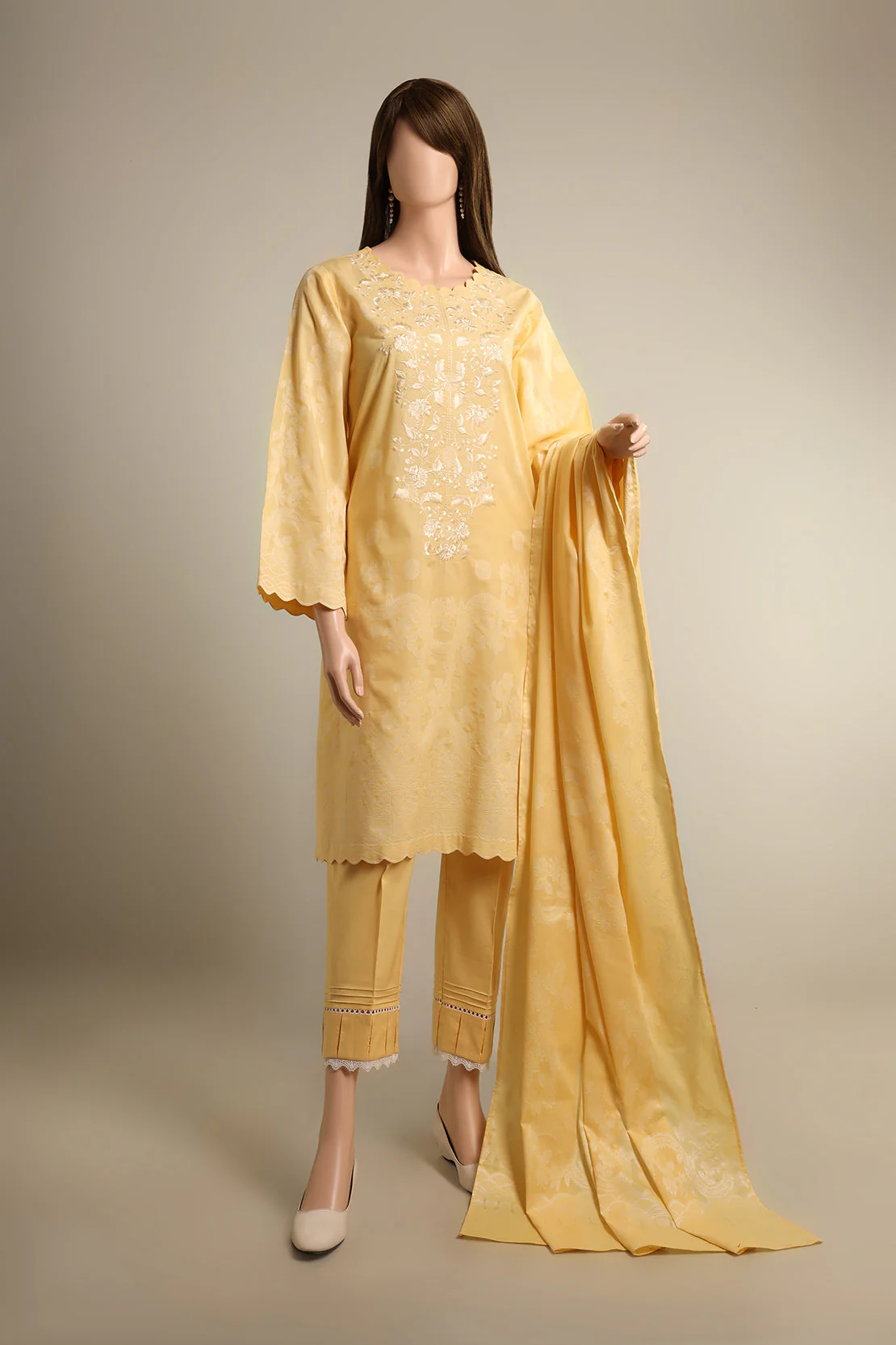 Unstitched Jacquard Cotton 3 Piece