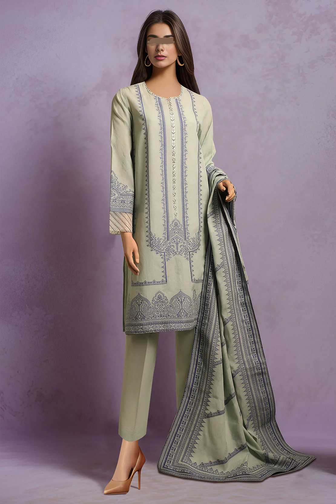 Unstitched Jacquard Cotton 3 Piece