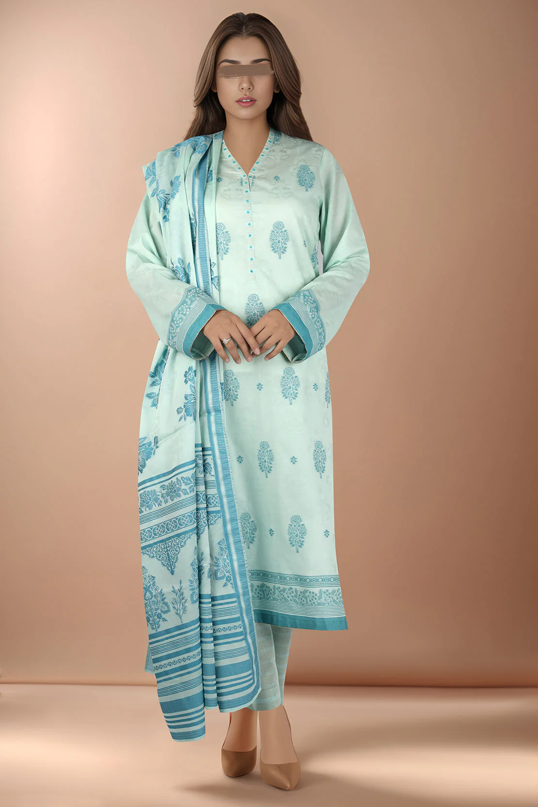 Unstitched Jacquard Cotton 3 Piece