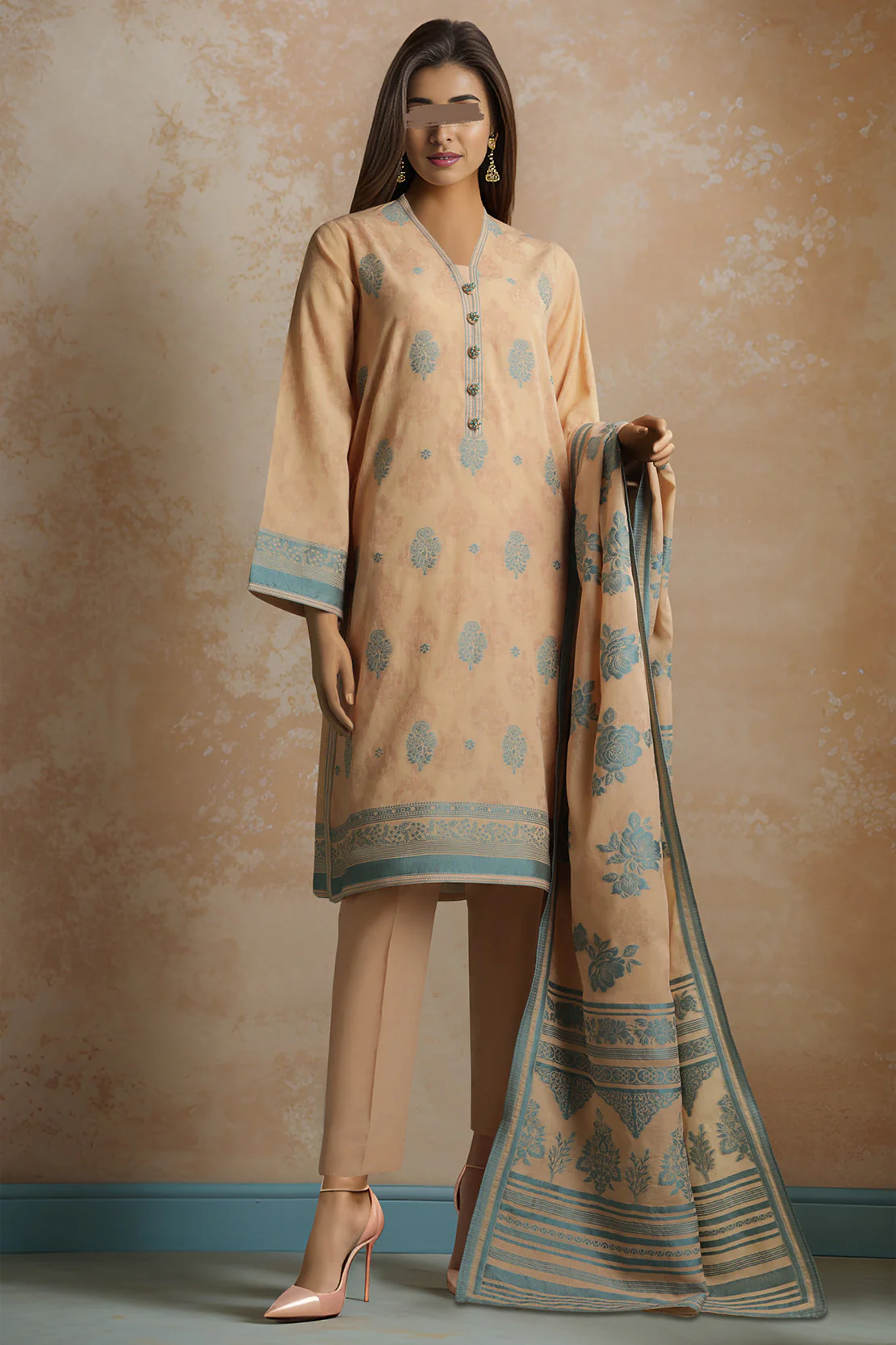 Unstitched Jacquard Cotton 3 Piece