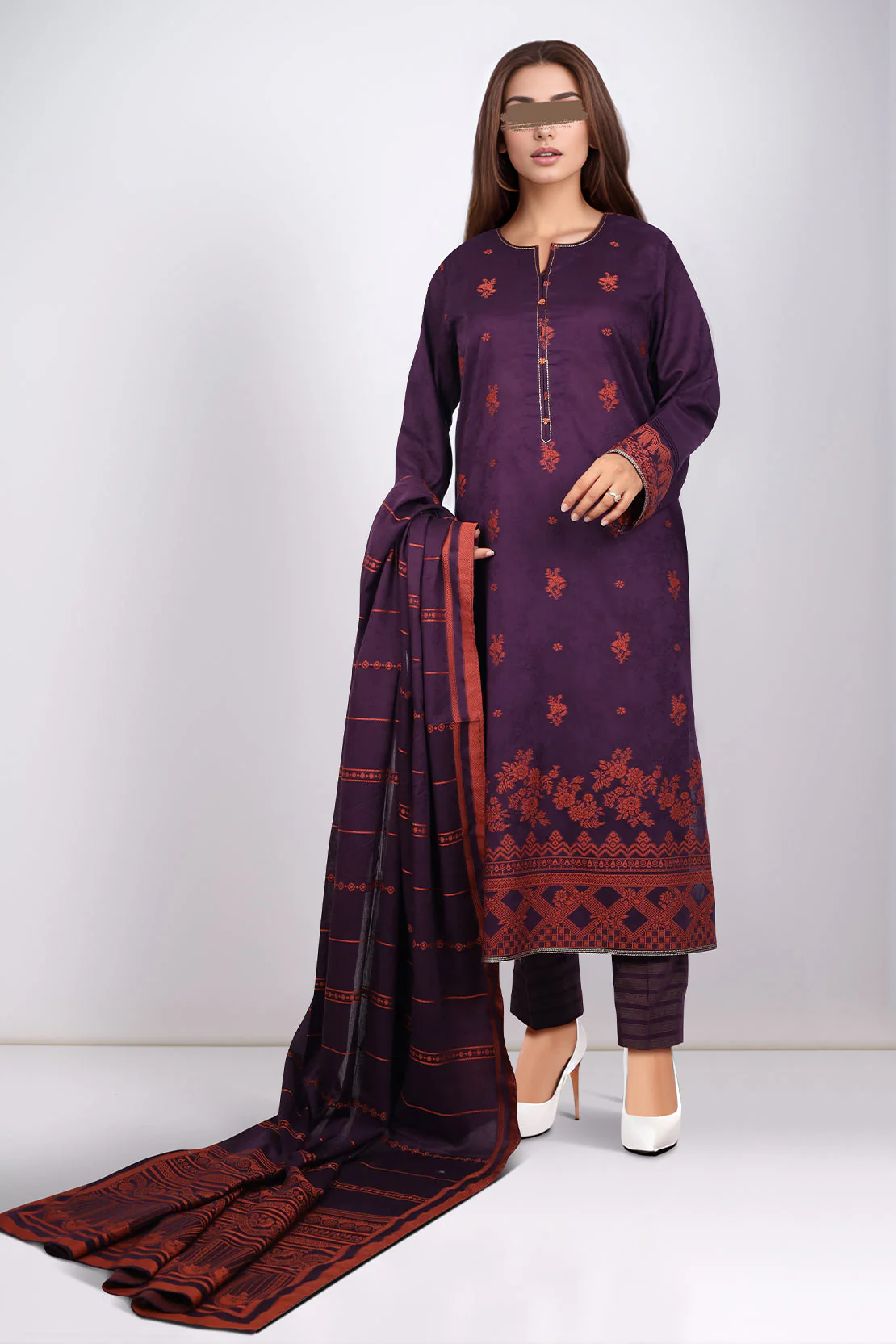 Unstitched Jacquard Cotton 3 Piece