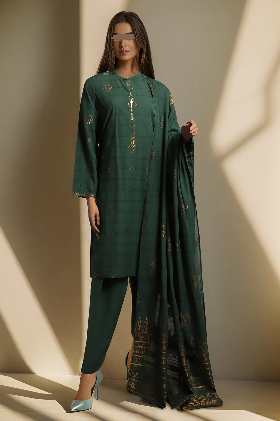 Unstitched Jacquard Cotton 3 Piece