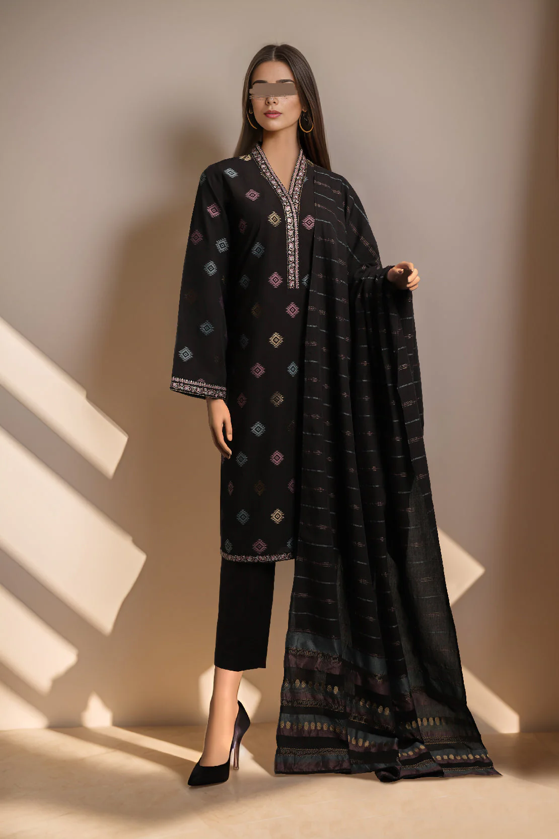Unstitched Jacquard Cotton 3 Piece
