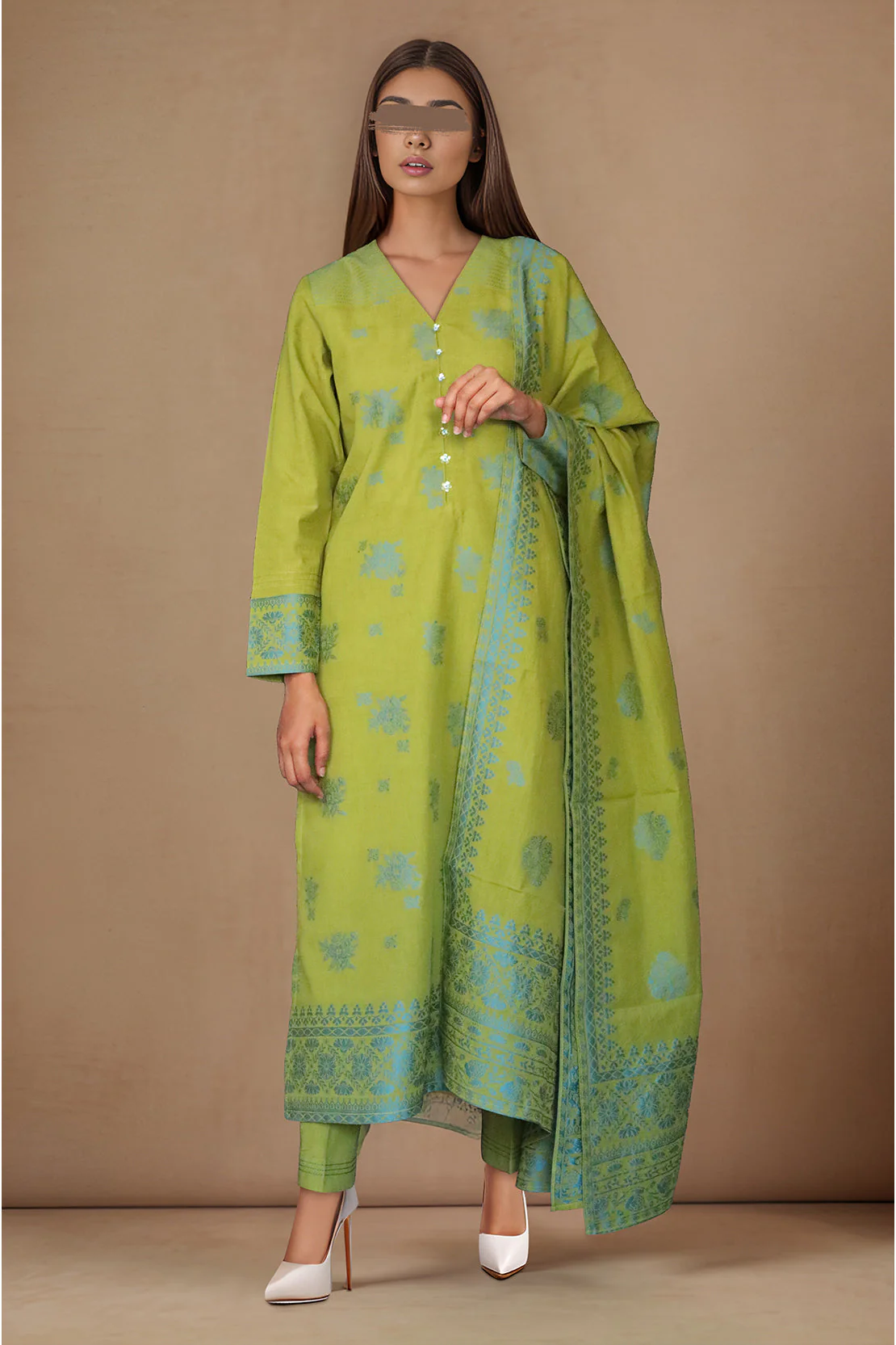 Unstitched Jacquard Cotton 3 Piece