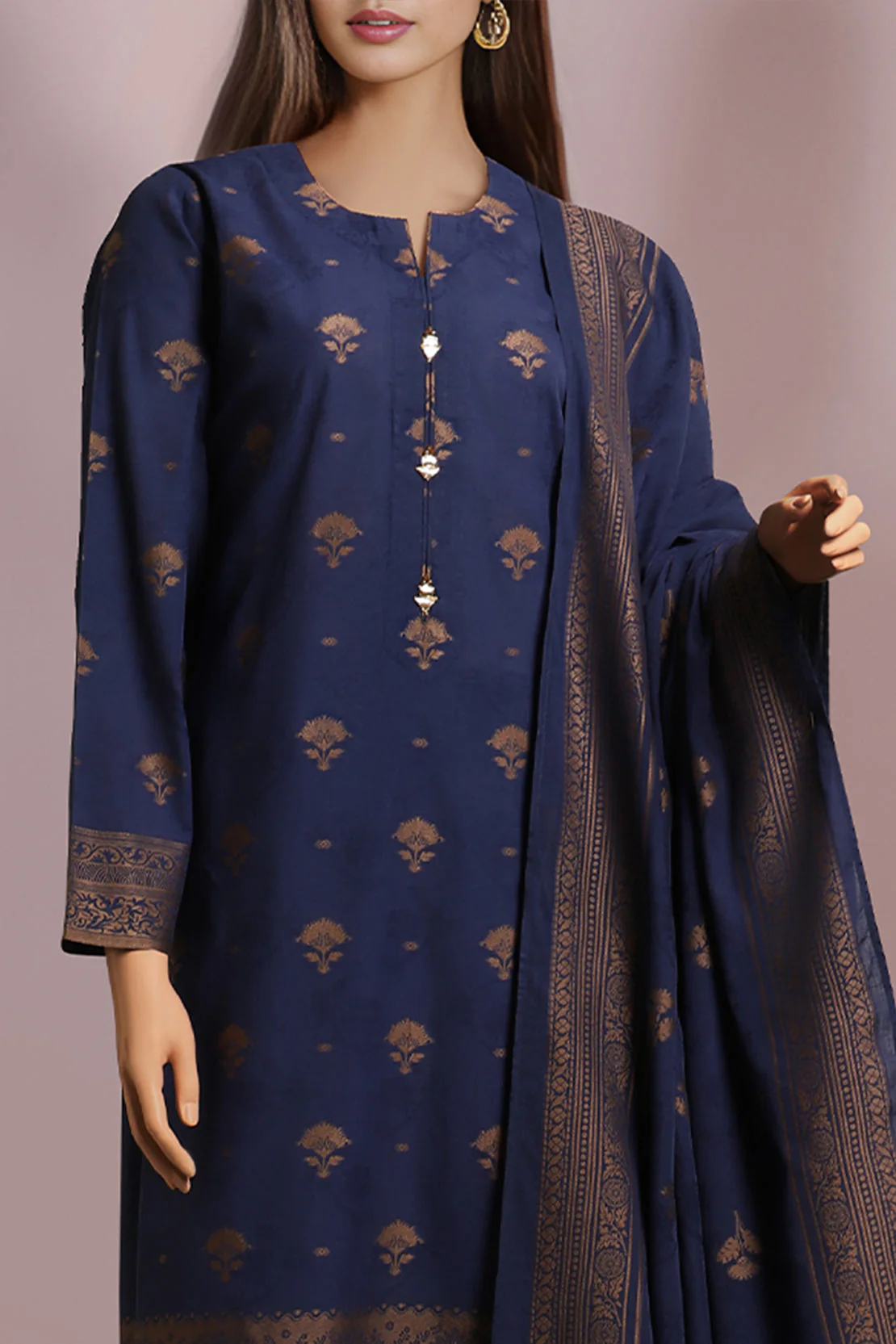 Unstitched Jacquard Cotton 3 Piece