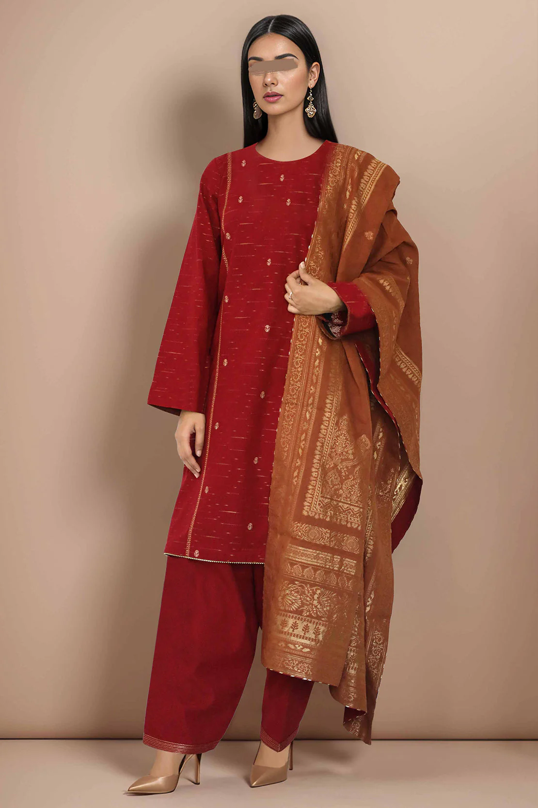 Unstitched Jacquard Cotton 3 Piece