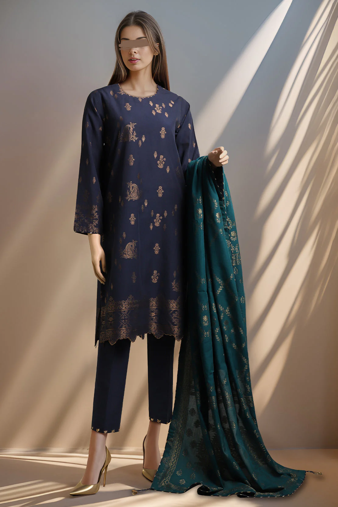 Unstitched Jacquard Cotton 3 Piece
