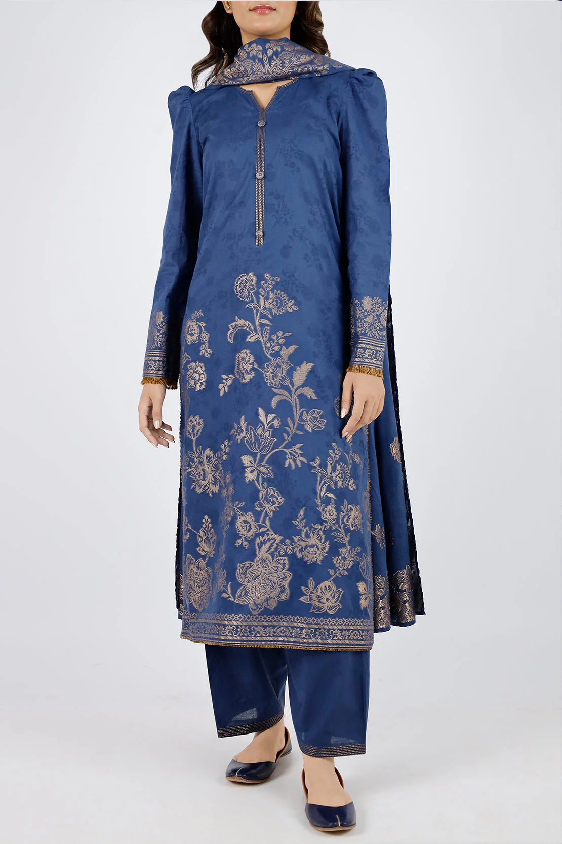 Unstitched Jacquard Cotton 3 Piece