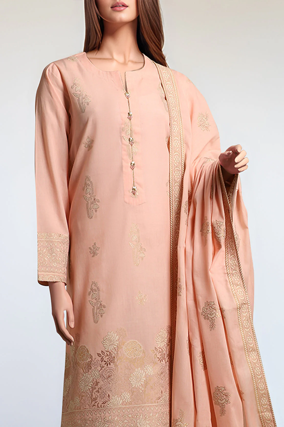 Unstitched Jacquard Cotton 3 Piece