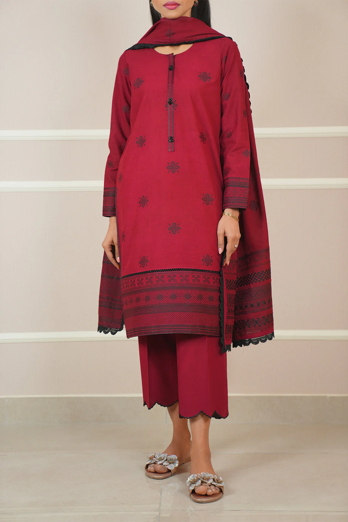 Unstitched Jacquard Cotton 3 Piece - Image 2
