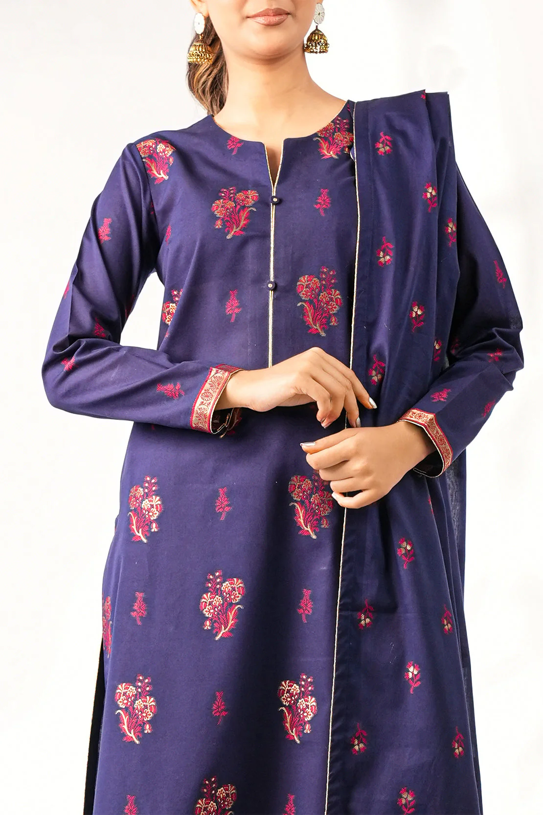 Unstitched Jacquard Cotton 3 Piece
