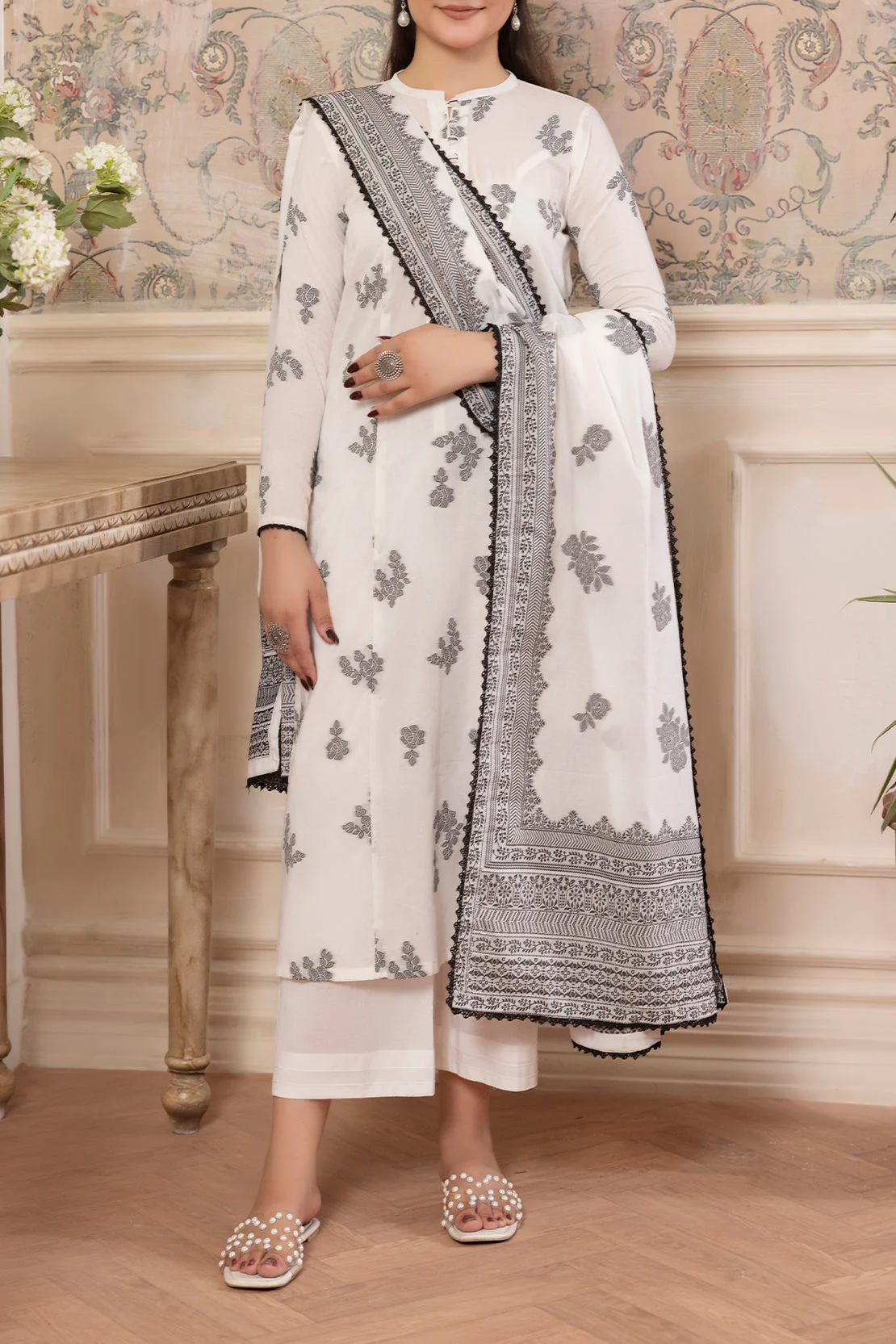 Unstitched Jacquard Cotton 3 Piece